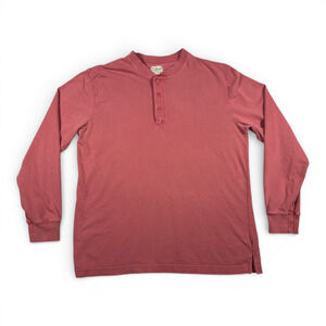 LL Bean Shirt Adult MEDIUM Red Henley Outdoor Heritage Gorpcore Y2K